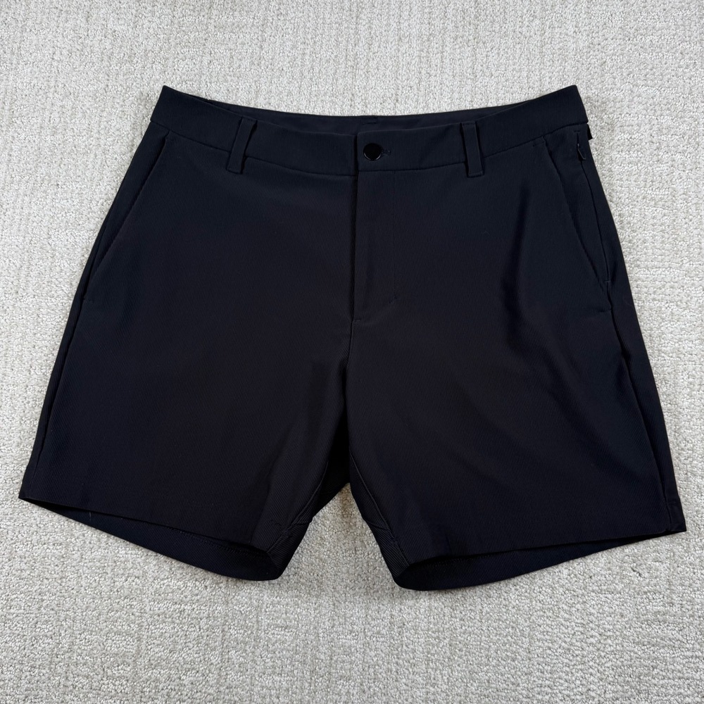 Lululemon Mens 32 Black 7" ABC Commission Ribbed Warpstreme Chino Shorts